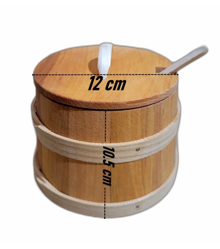 Wooden Sugar Bowl with Lid and Spoon – Oiled Beechwood Container