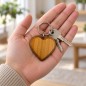 Wooden World - Large Cherry Wood Heart Keyring with Metal Ring - Packs of 1, 2, 5, 10, 50 or 100