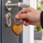 Wooden World - Large Cherry Wood Heart Keyring with Metal Ring - Packs of 1, 2, 5, 10, 50 or 100