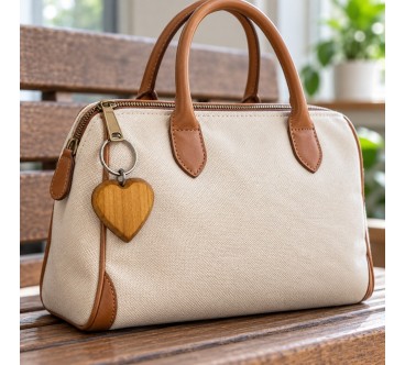 Large Cherry Wood Heart Keyring 1-100 | Wooden World