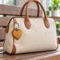 Wooden World - Large Cherry Wood Heart Keyring with Metal Ring - Packs of 1, 2, 5, 10, 50 or 100