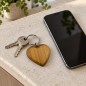 Wooden World - Large Cherry Wood Heart Keyring with Metal Ring - Packs of 1, 2, 5, 10, 50 or 100