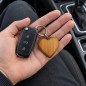 Wooden World - Large Cherry Wood Heart Keyring with Metal Ring - Packs of 1, 2, 5, 10, 50 or 100