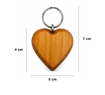Wooden World - Large Cherry Wood Heart Keyring with Metal Ring - Packs of 1, 2, 5, 10, 50 or 100