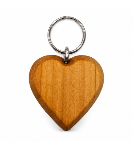 Large Cherry Wood Heart Keyring 1-100 | Wooden World