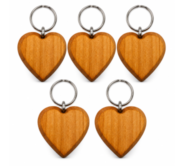 Large Cherry Wood Heart Keyring 1-100 | Wooden World