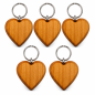 Wooden World - Large Cherry Wood Heart Keyring with Metal Ring - Packs of 1, 2, 5, 10, 50 or 100