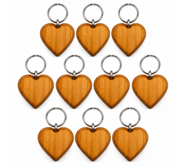 Large Cherry Wood Heart Keyring 1-100 | Wooden World