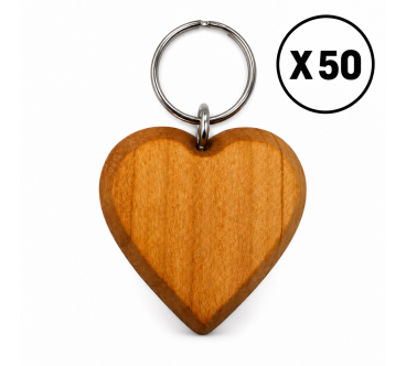 Large Cherry Wood Heart Keyring 1-100 | Wooden World