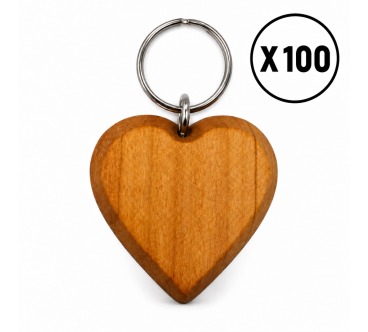 Large Cherry Wood Heart Keyring 1-100 | Wooden World
