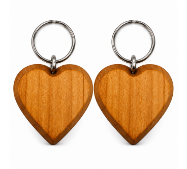Large Cherry Wood Heart Keyring 1-100 | Wooden World