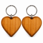 Wooden World - Large Cherry Wood Heart Keyring with Metal Ring - Packs of 1, 2, 5, 10, 50 or 100