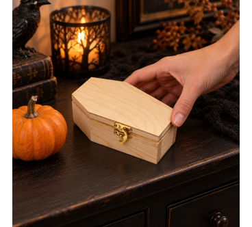 Mini Wooden Coffin 15cm | Pine Craft Box | Wooden World