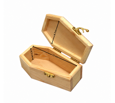 Wooden World - Mini Wooden Coffin 15cm, Unfinished Pine Halloween Decoration, Craft & Jewellery Box, Tiny Pet Coffin