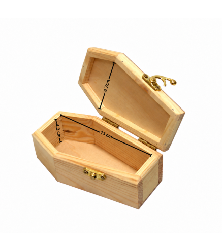 Wooden World - Mini Wooden Coffin 15cm, Unfinished Pine Halloween Decoration, Craft & Jewellery Box, Tiny Pet Coffin