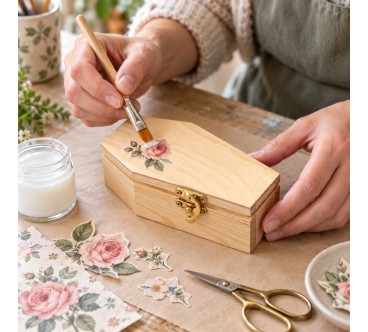 Mini Wooden Coffin 15cm | Pine Craft Box | Wooden World