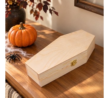 Small Wooden Coffin 30 cm | Halloween Box | Wooden World