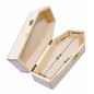 Wooden World - Small Wooden Coffin 30 cm, Pine Halloween Decoration, Craft & Jewellery Box, Small Pet Coffin