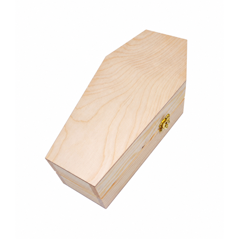 Wooden World - Small Wooden Coffin 30 cm, Pine Halloween Decoration, Craft & Jewellery Box, Small Pet Coffin