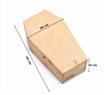 Wooden World - Medium Wooden Coffin 44 cm, Unfinished Pine Halloween Decoration, Craft Box & Pet Coffin