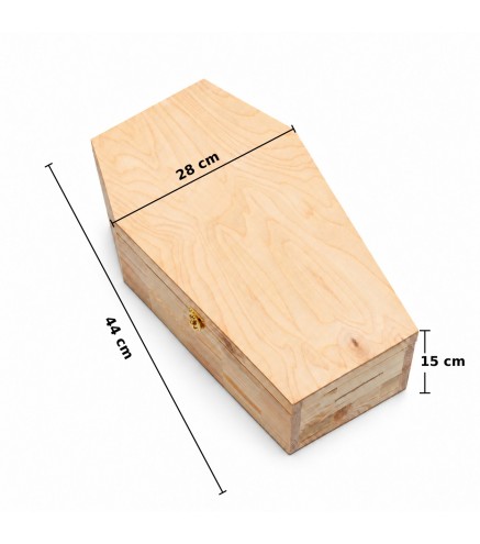 Wooden World - Medium Wooden Coffin 44 cm, Unfinished Pine Halloween Decoration, Craft Box & Pet Coffin