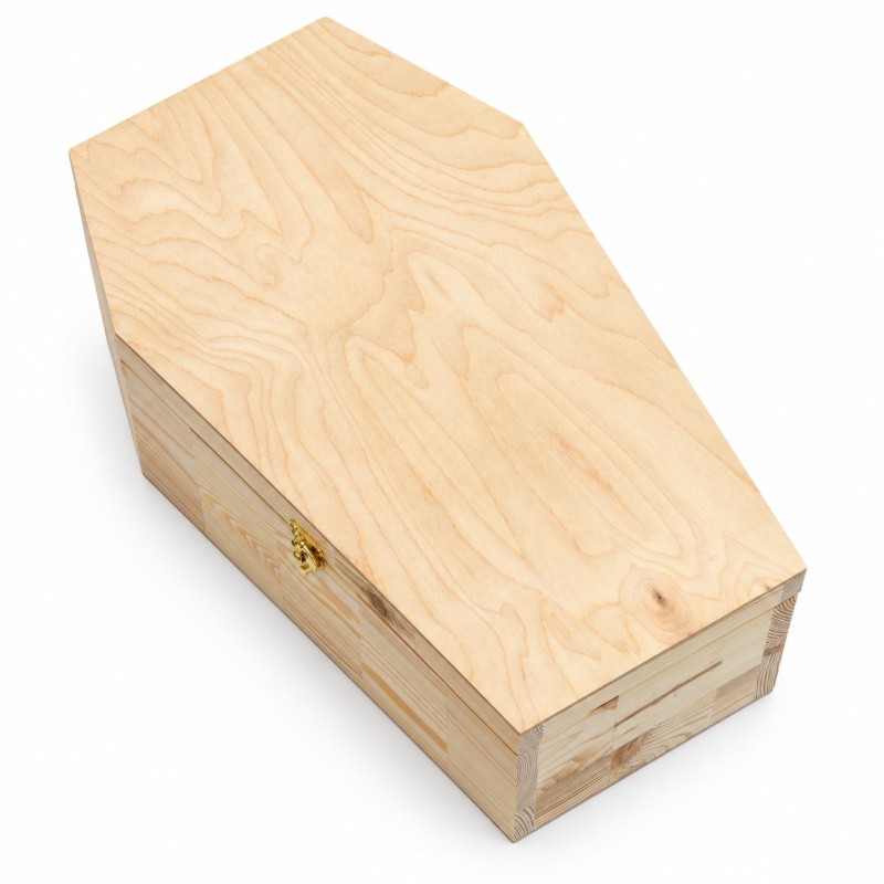 Wooden World - Medium Wooden Coffin 44 cm, Unfinished Pine Halloween Decoration, Craft Box & Pet Coffin Wooden World - Medium Wooden Coffin 44 cm, Unfinished Pine Halloween Decoration, Craft Box & Pet Coffin