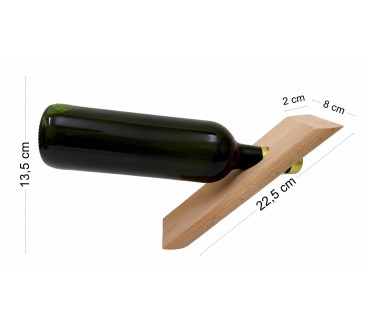 Wooden World - Modern Beech Wood Balancing Wine Bottle Holder, Unfinished Stand 22 cm