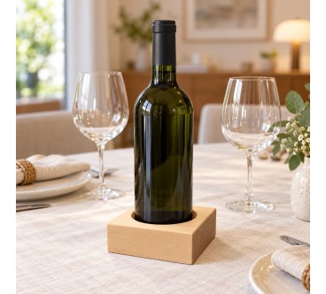 Square Beech Wood Wine Bottle Holder 11 cm | Wooden World