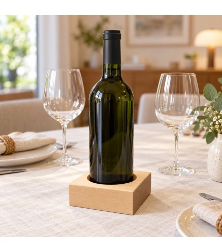 Square Beech Wood Wine Bottle Holder 11 cm | Wooden World