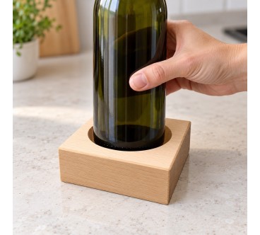 Square Beech Wood Wine Bottle Holder 11 cm | Wooden World