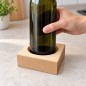 Wooden World - Traditional Square Beech Wood Wine Bottle Holder 11 x 11 x 4 cm, Unfinished