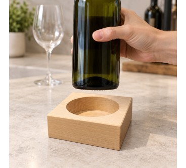 Square Beech Wood Wine Bottle Holder 11 cm | Wooden World
