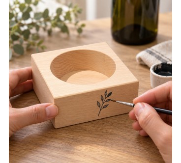 Square Beech Wood Wine Bottle Holder 11 cm | Wooden World