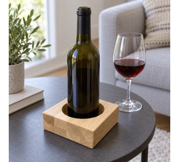 Square Oak Wine Bottle Holder 11 cm | Wooden World