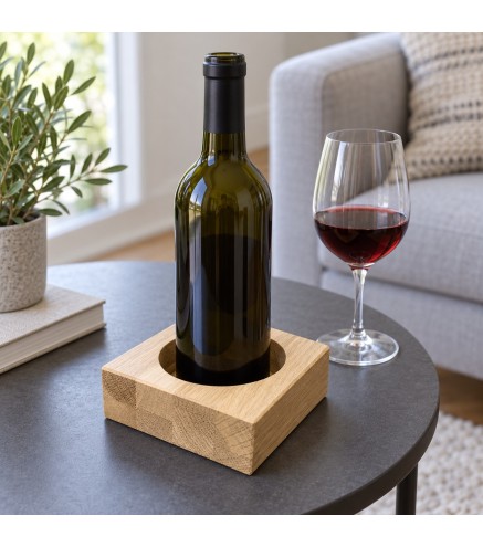 Square Oak Wine Bottle Holder 11 cm | Wooden World