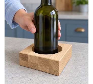 Square Oak Wine Bottle Holder 11 cm | Wooden World