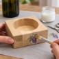 Wooden World - Traditional Square Oak Wine Bottle Holder 11 x 11 cm for Decoupage
