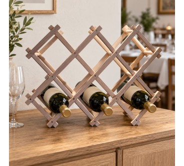 Folding Beech Wood Wine Rack for 10 Bottles | Wooden World