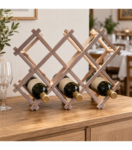 Folding Beech Wood Wine Rack for 10 Bottles | Wooden World