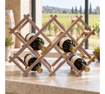 Folding Beech Wood Wine Rack for 10 Bottles | Wooden World