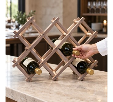 Folding Beech Wood Wine Rack for 10 Bottles | Wooden World