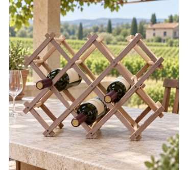Folding Beech Wood Wine Rack for 10 Bottles | Wooden World