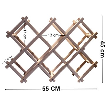Wooden World - Folding Beech Wood Wine Rack for 10 Bottles