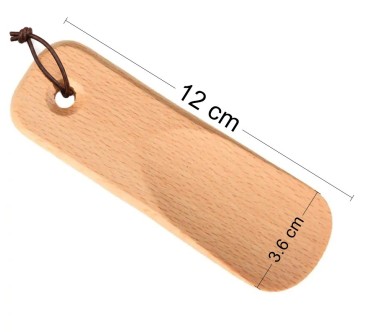 Wooden World - Beech Wood Pocket Travel Shoe Horn 12 cm with Hanging Cord