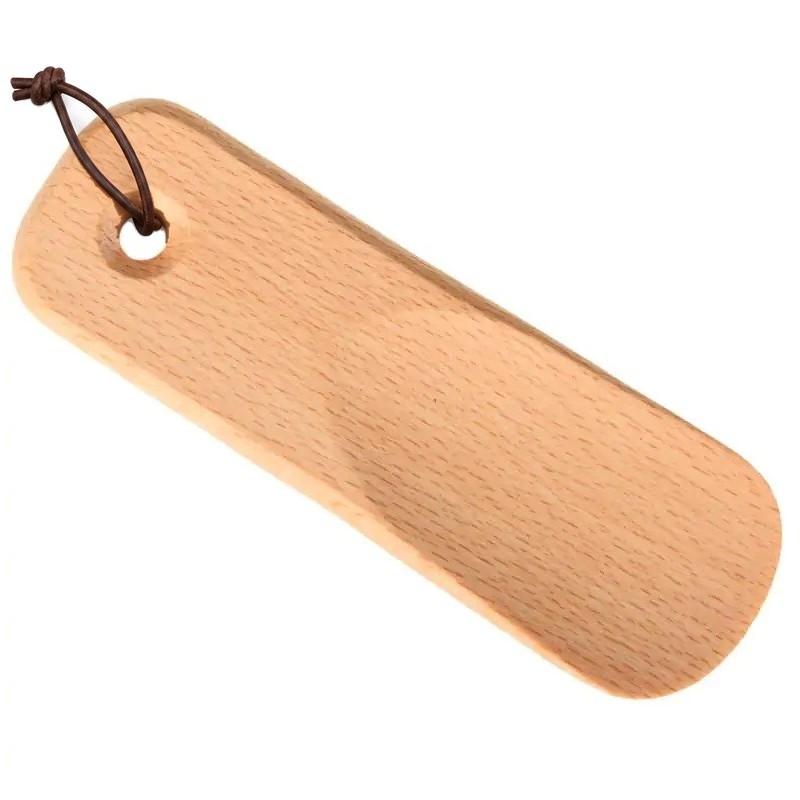 Wooden World - Beech Wood Pocket Travel Shoe Horn 12 cm with Hanging Cord