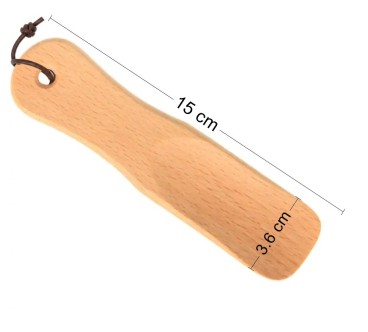 Wooden World - Small Beech Wood Travel Shoe Horn 15 cm with Hanging Cord
