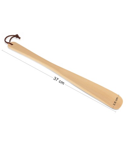 Wooden World - Wooden Shoehorn 37 cm, Unfinished Beech with Hanging Loop