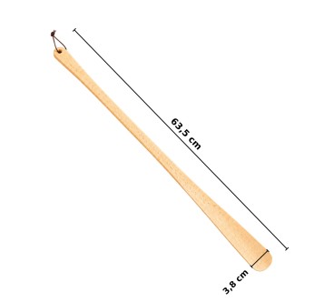 Wooden World - Extra Long Wooden Shoehorn 63.5 cm, Unfinished Beech with Hanging Loop