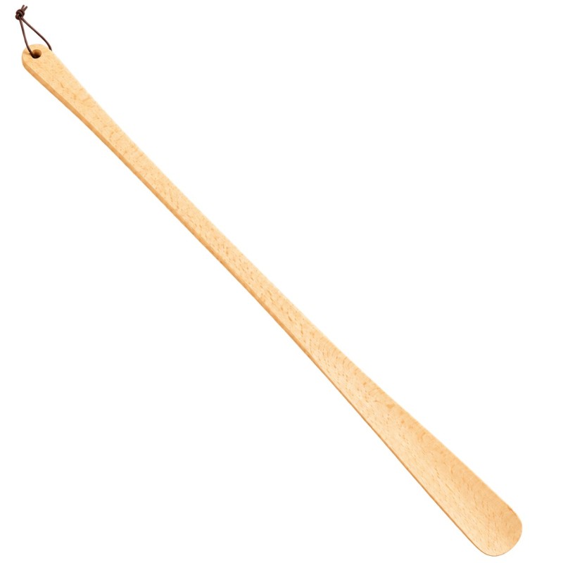 Wooden World - Extra Long Wooden Shoehorn 63.5 cm, Unfinished Beech with Hanging Loop
