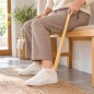 Wooden World - Extra Long Wooden Shoehorn 63.5 cm, Unfinished Beech with Hanging Loop